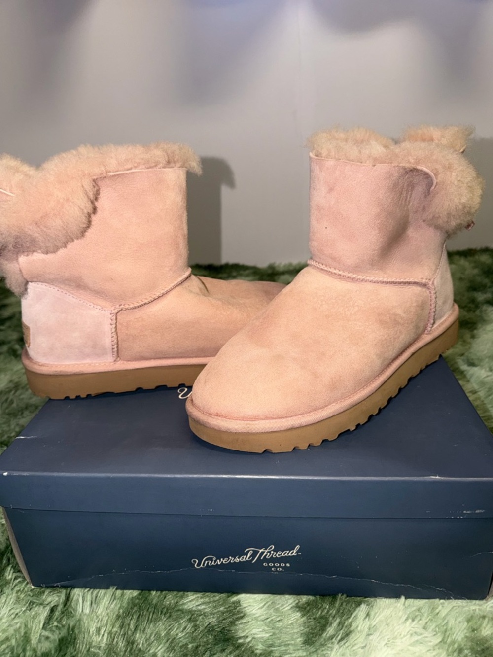 UGG Pink Suede Shearling Short Boots